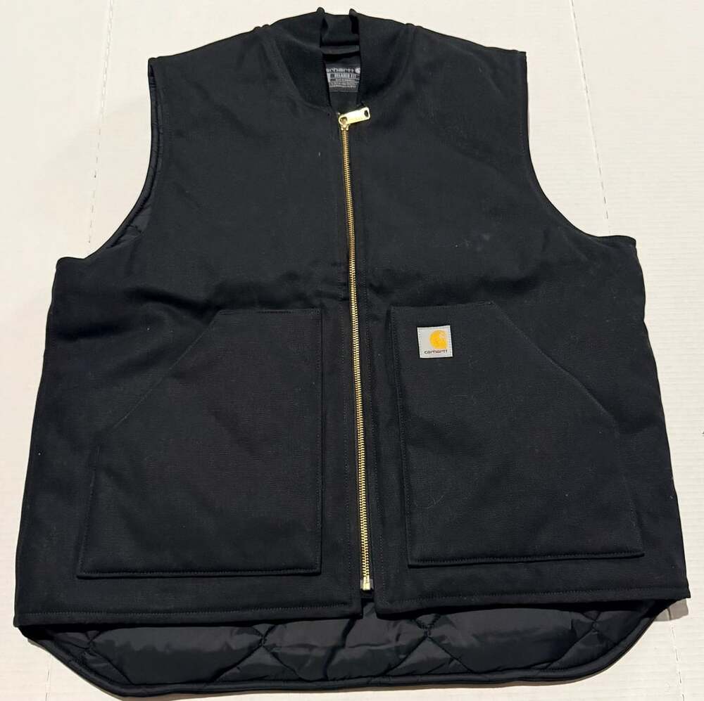 Carhartt V01 Duck Vest Size L Black Arctic Quilt Lined Canvas